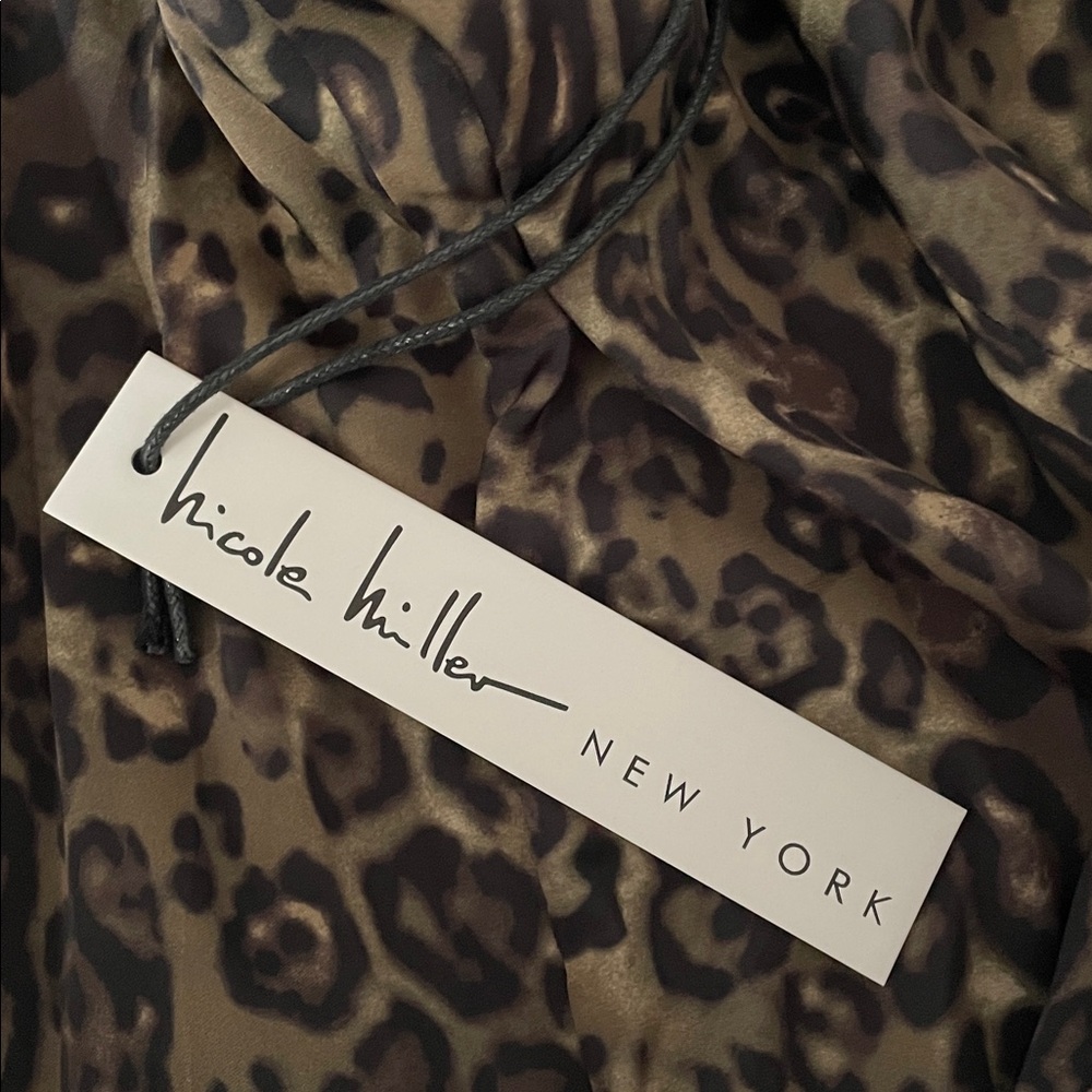 New Nicole Miller New York Leopard Print Sleeveless Maxi Dress Size Large - Picture 5 of 9